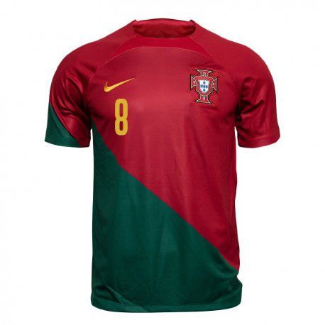 Kandiny Herren Portugiesische Paulo Bernardo #8 Rot Grün Heimtrikot Trikot 22-24 T-shirt