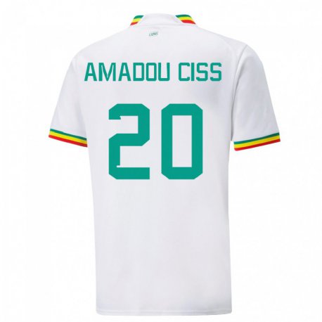 Kandiny Herren Senegalesische Amadou Ciss #20 Weiß Heimtrikot Trikot 22-24 T-shirt