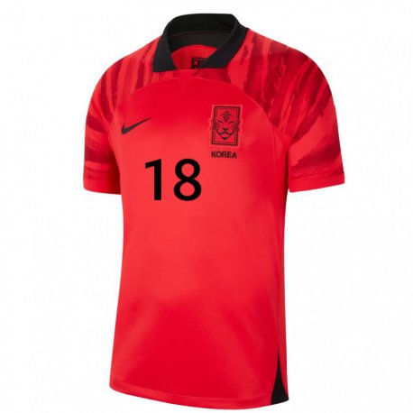 Kandiny Herren Südkoreanische Kim Jung Mi #18 Rot Schwarz Heimtrikot Trikot 22-24 T-shirt