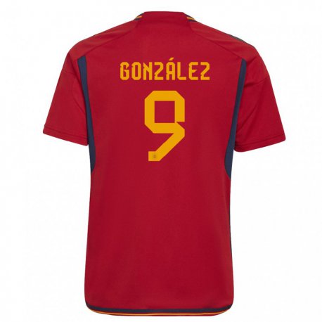 Kandiny Herren Spanische Esther Gonzalez #9 Rot Heimtrikot Trikot 22-24 T-shirt