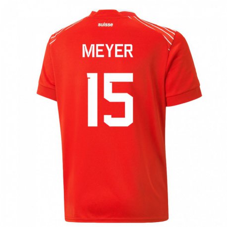 Kandiny Herren Schweizer Leny Meyer #15 Rot Heimtrikot Trikot 22-24 T-shirt