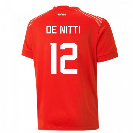 Kandiny Herren Schweizer Gianni De Nitti #12 Rot Heimtrikot Trikot 22-24 T-shirt