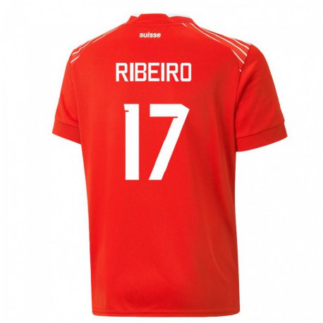 Kandiny Herren Schweizer Joel Ribeiro #17 Rot Heimtrikot Trikot 22-24 T-shirt