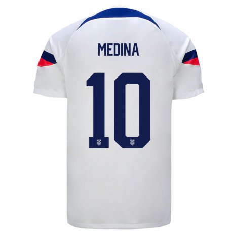 Kandiny Herren Us-amerikanische Cruz Medina #10 Weiß Heimtrikot Trikot 22-24 T-shirt