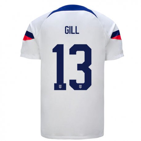 Kandiny Herren Us-amerikanische Adrian Gill #13 Weiß Heimtrikot Trikot 22-24 T-shirt