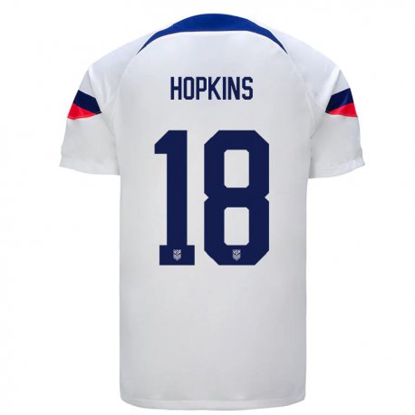 Kandiny Herren Us-amerikanische Jackson Hopkins #18 Weiß Heimtrikot Trikot 22-24 T-shirt