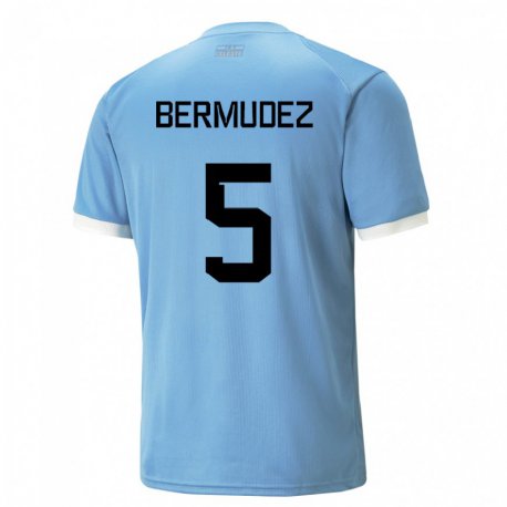 Kandiny Herren Uruguayische Karol Bermudez #5 Blau Heimtrikot Trikot 22-24 T-shirt