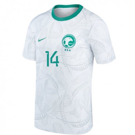 Kandiny Herren Saudi-arabische Jathob Aldhafiri #14 Weiß Heimtrikot Trikot 22-24 T-shirt