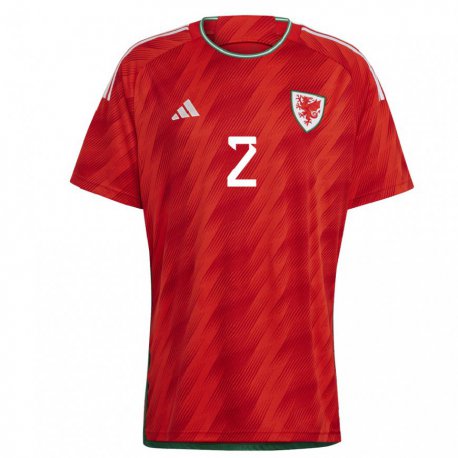 Kandiny Herren Walisische Loren Dykes #2 Rot Heimtrikot Trikot 22-24 T-shirt