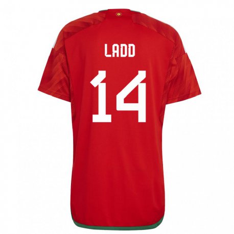 Kandiny Herren Walisische Hayley Ladd #14 Rot Heimtrikot Trikot 22-24 T-shirt