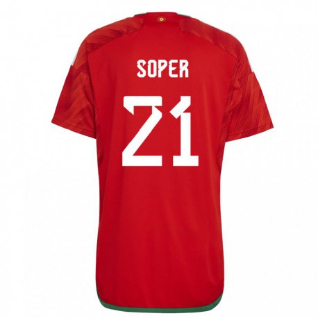 Kandiny Herren Walisische Poppy Soper #21 Rot Heimtrikot Trikot 22-24 T-shirt