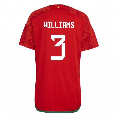 Kandiny Herren Walisische Zac Williams #3 Rot Heimtrikot Trikot 22-24 T-shirt