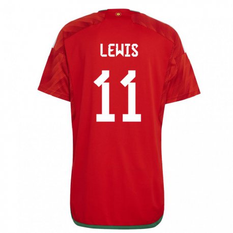 Kandiny Herren Walisische Sonny Lewis #11 Rot Heimtrikot Trikot 22-24 T-shirt