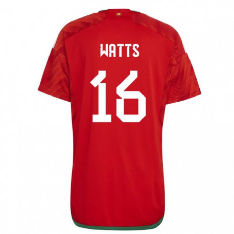 Kandiny Herren Walisische Daniel Watts #16 Rot Heimtrikot Trikot 22-24 T-shirt