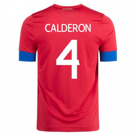 Kandiny Herren Costa-ricanische Brandon Calderon #4 Rot Heimtrikot Trikot 22-24 T-shirt