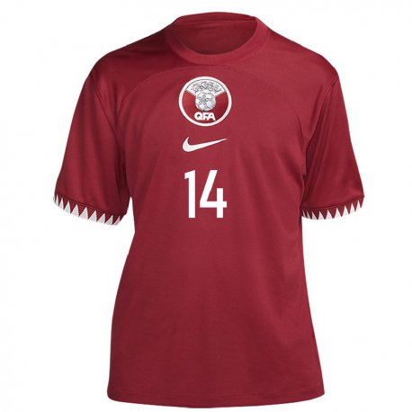 Kandiny Herren Katarische Moudhi Alabdulla #14 Kastanienbraun Heimtrikot Trikot 22-24 T-shirt