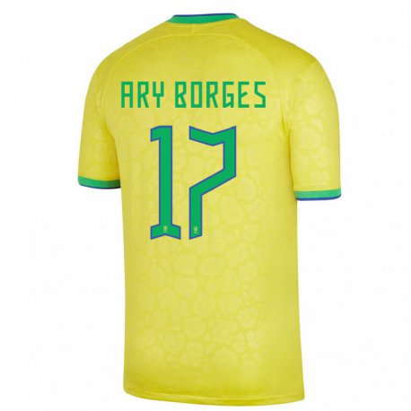 Kandiny Herren Brasilianische Ary Borges #17 Gelb Heimtrikot Trikot 22-24 T-shirt