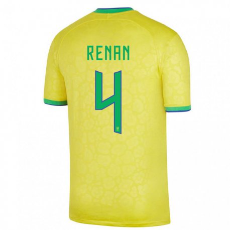Kandiny Herren Brasilianische Robert Renan #4 Gelb Heimtrikot Trikot 22-24 T-shirt