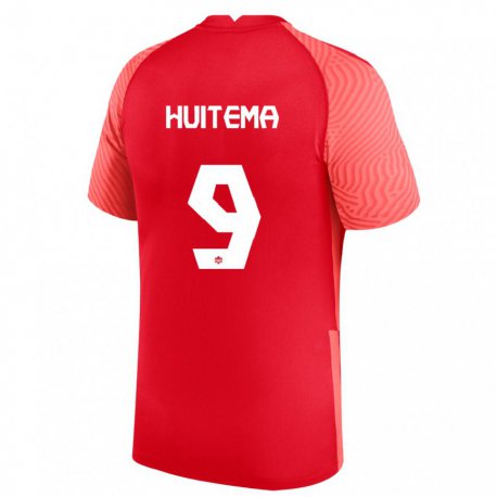 Kandiny Herren Kanadische Jordyn Huitema #9 Rot Heimtrikot Trikot 22-24 T-shirt