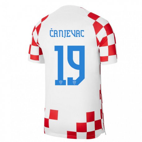 Kandiny Herren Kroatische Janja Canjevac #19 Rot-weiss Heimtrikot Trikot 22-24 T-shirt