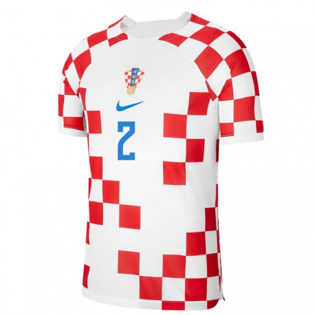 Kandiny Herren Kroatische Veldin Hodza #2 Rot-weiss Heimtrikot Trikot 22-24 T-shirt