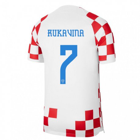 Kandiny Herren Kroatische Gabriel Rukavina #7 Rot-weiss Heimtrikot Trikot 22-24 T-shirt