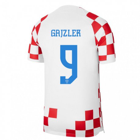 Kandiny Herren Kroatische Niko Gajzler #9 Rot-weiss Heimtrikot Trikot 22-24 T-shirt