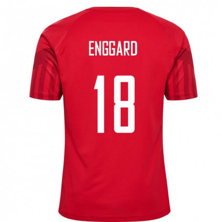 Kandiny Herren Dänische Mads Enggard #18 Rot Heimtrikot Trikot 22-24 T-shirt