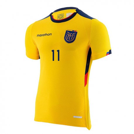 Kandiny Herren Ecuadorianische Ambar Torres #11 Gelb Heimtrikot Trikot 22-24 T-shirt