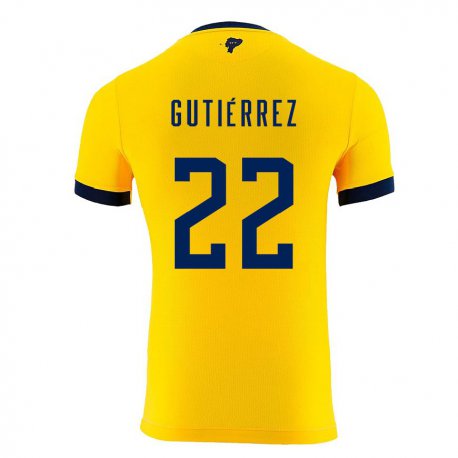 Kandiny Herren Ecuadorianische Melanie Gutierrez #22 Gelb Heimtrikot Trikot 22-24 T-shirt