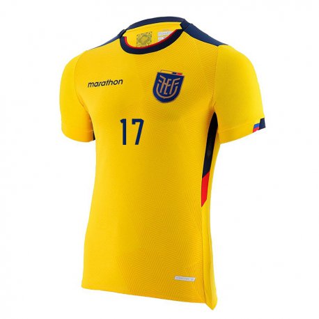 Kandiny Herren Ecuadorianische Mathias Solis #17 Gelb Heimtrikot Trikot 22-24 T-shirt