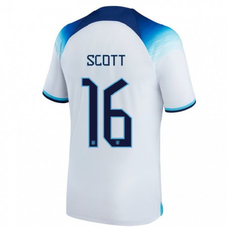 Kandiny Herren Englische Jill Scott #16 Weiß Blau Heimtrikot Trikot 22-24 T-shirt