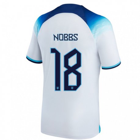 Kandiny Herren Englische Jordan Nobbs #18 Weiß Blau Heimtrikot Trikot 22-24 T-shirt