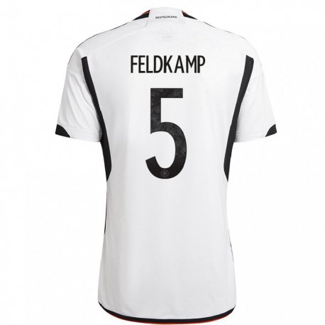Kandiny Herren Deutsche Jana Feldkamp #5 Weiß Schwarz Heimtrikot Trikot 22-24 T-shirt