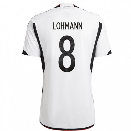 Kandiny Herren Deutsche Sydney Lohmann #8 Weiß Schwarz Heimtrikot Trikot 22-24 T-shirt