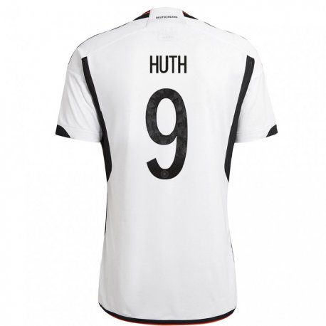 Kandiny Herren Deutsche Svenja Huth #9 Weiß Schwarz Heimtrikot Trikot 22-24 T-shirt