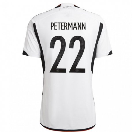 Kandiny Herren Deutsche Lena Petermann #22 Weiß Schwarz Heimtrikot Trikot 22-24 T-shirt