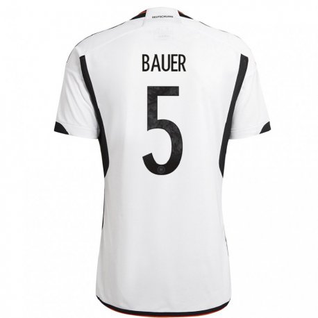 Kandiny Herren Deutsche Maximilian Bauer #5 Weiß Schwarz Heimtrikot Trikot 22-24 T-shirt