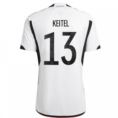 Kandiny Herren Deutsche Yannik Keitel #13 Weiß Schwarz Heimtrikot Trikot 22-24 T-shirt