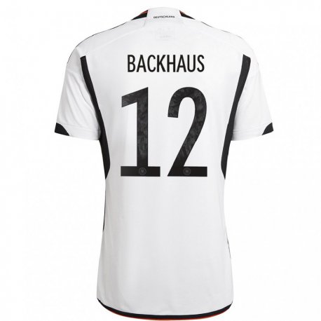 Kandiny Herren Deutsche Mio Backhaus #12 Weiß Schwarz Heimtrikot Trikot 22-24 T-shirt