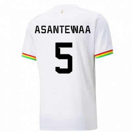 Kandiny Herren Ghanaische Grace Asantewaa #5 Weiß Heimtrikot Trikot 22-24 T-shirt