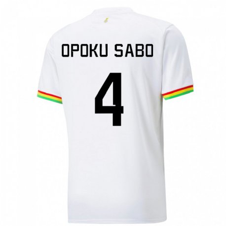 Kandiny Herren Ghanaische Alex Opoku Sabo #4 Weiß Heimtrikot Trikot 22-24 T-shirt