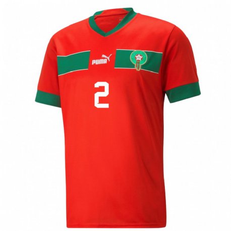 Kandiny Herren Marokkanische Zineb Redouani #2 Rot Heimtrikot Trikot 22-24 T-shirt