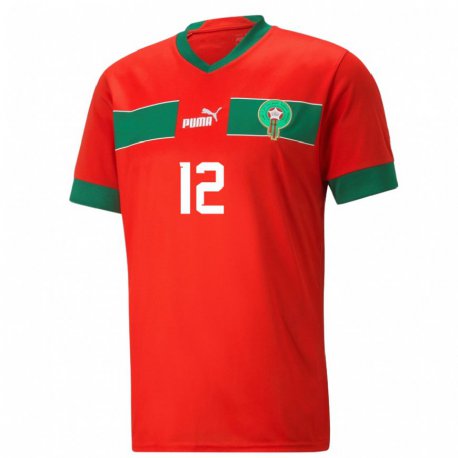 Kandiny Herren Marokkanische Alaa Bellaarouch #12 Rot Heimtrikot Trikot 22-24 T-shirt