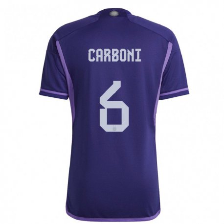 Kandiny Herren Argentinische Franco Carboni #6 Violett Auswärtstrikot Trikot 22-24 T-shirt