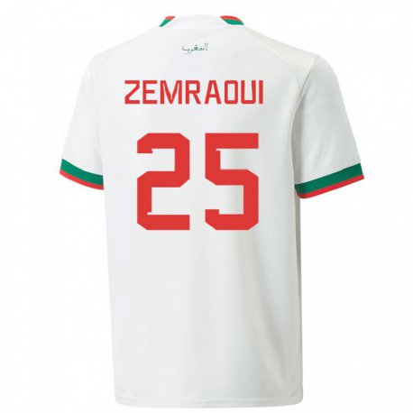 Kandiny Herren Marokkanische Oussama Zemraoui #25 Weiß Auswärtstrikot Trikot 22-24 T-shirt