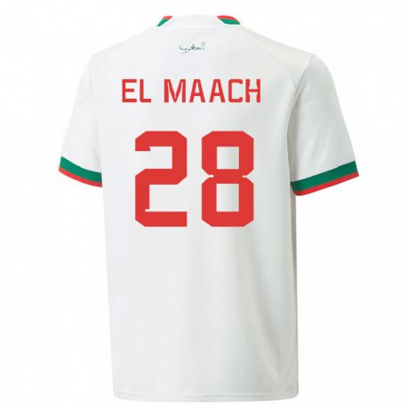 Kandiny Herren Marokkanische Fouad El Maach #28 Weiß Auswärtstrikot Trikot 22-24 T-shirt