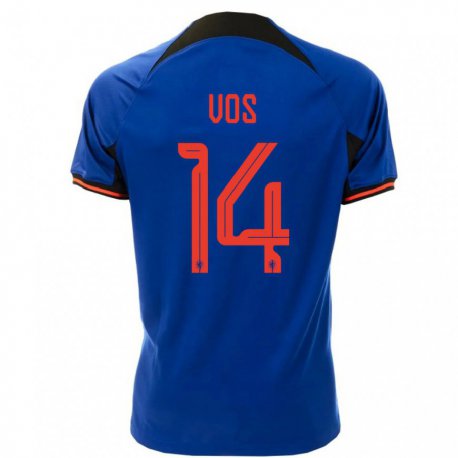 Kandiny Herren Niederländische Silvano Vos #14 Königsblau Auswärtstrikot Trikot 22-24 T-shirt
