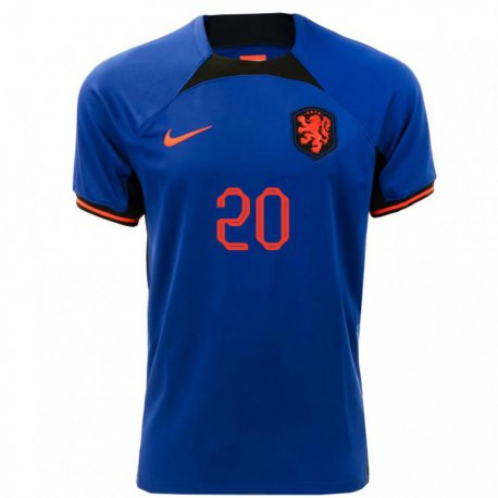 Kandiny Herren Niederländische Ezechiel Banzuzi #20 Königsblau Auswärtstrikot Trikot 22-24 T-shirt