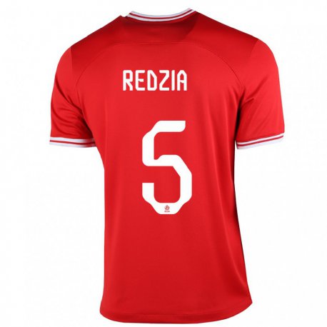 Kandiny Herren Polnische Anna Redzia #5 Rot Auswärtstrikot Trikot 22-24 T-shirt